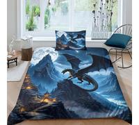 QPIRINMEX Flying Dragon Duvet Cover Set Bedding Quilt Cover Set with Shames Soft Microfiber Xmas Bedding Sets with Zipper 3PCs Boys And Girls Single（135x200cm）