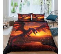QPIRINMEX Flying Dragon Duvet Cover Set Hotel Quality Comforter Cover 3 Piece Soft Microfiber Quilt Cover And Pillow Cases for Adults Kids Bedroom Decoration Bedding Set Double（200x200cm）