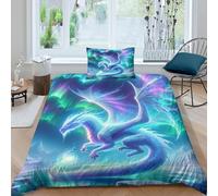 QPIRINMEX Flying Dragon Duvet Cover Set Inch 3 Piece Printing Soft Comfortable Hypoallergenic With Zipper Closure for Kids Teens Adults Single（135x200cm）
