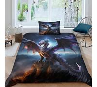 QPIRINMEX Flying Dragon Duvet Cover Set Pattern Printe Bedding Quilt Duvet Cover Set for Soft Microfiber For Teens And Adult Single（135x200cm）