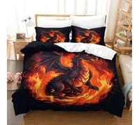 QPIRINMEX Flying Dragon Quilt Cover 3D Kids Bedding Set 3 Pieces Ultra Soft Microfiber Polyester Comforter Cover Theme Quilt Cover with Zipper Closure2Pillow Case Easy Care,Single（140x200cm）
