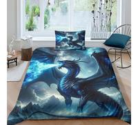 QPIRINMEX Flying Dragon Quilt Cover 3D Printed Duvet Cover Bedding Comforter Cover Set with Zipper Soft Microfiber for Kids Youth 3 Piece Set Winter Soft And Comfortable Room Decor