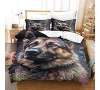 QPIRINMEX German Shepherd Dog 3D Print Quilt Cover Duvet Cover Set Single Print Duvet Bedding Set Bedding Set Soft Cute Dog Lightweight Microfiber Quilt Cover with Zipper Closure Single（140x200cm）