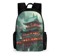 QPIRINMEX Japanese Architecture Kids Childrens Backpack Ackpack School Rucksack Personality Travel Bag Boys Girls with Side Mesh Pocket 42x30.5cm