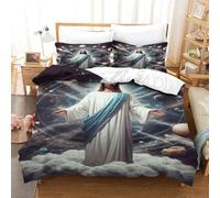 QPIRINMEX Jesus Duvet Cover Sets for Kids Teens Quilt Cover Lightweight Soft Microfiber Comforter Cover with Zipper Closure Beding Linen And Pillow Cases King（220x240cm）