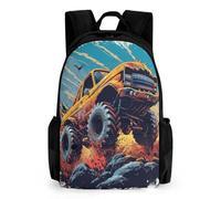 QPIRINMEX Monster Truck-themed 3D Printed School Backpack With Big Pockets for Kids, Children's Backpacks Personality Book Bags Kids School Bag 42x30.5cm