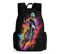 QPIRINMEX Motocross Bike Backpack for Boys Kids Elementary School Bookbag Theme Rucksack Girls Laptop Travel Bag for Teens 6-15 Years Old