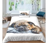 QPIRINMEX Staffordshire Bull Terrier 3D Printed Quilt Cover Cute Dog Design Duvet Cover Set Bedding Set,Soft Microfiber,Hidden Zipper Boys And Girls Single（135x200cm）