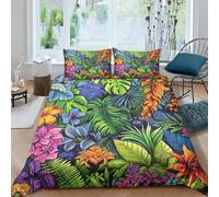 QPIRINMEX Tropical Plants Bedding Leaf Duvet Cover with Zipper Closure Soft Microfiber Quilt Cover Boys And Girls Double（200x200cm）