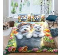 QPIRINMEX West Highland White Terrier 3D Printed Quilt Cover Cute Dog Design Duvet Cover Set Bedding Set,Soft Microfiber,Hidden Zipper Boys And Girls Double（200x200cm）