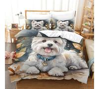 QPIRINMEX West Highland White Terrier Bedding Set Duvet Cover Soft Microfiber Pillowcase Quilt Cover with 3DPrinted With Zipper Closure ， Design for Kids Teenagers Adult King（220x240cm）