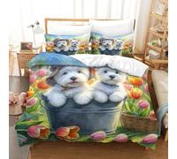 QPIRINMEX West Highland White Terrier Duvet Cover Set Inch 3 Piece Printing Cute Dog Soft Comfortable Hypoallergenic With Zipper Closure for Kids Teens Adults King(220x240cm)