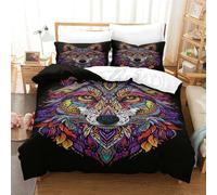 QPIRINMEX Wolf 3D Bedding Set Duvet Coverwith Pillowcases Soft Microfiber Duvet Cover Set with Zipper Closurefor Teen Adult Kids 3 Piece King（220x240cm）