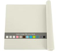 QPIX DIGITAL Extra Large Silicone Table Mat, Food Grade Non-Slip Waterproof Heat Insulating Silicone Worktop Saver, 70x50cm, Beige, 1 Piece
