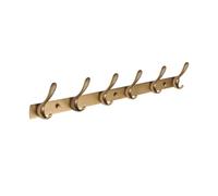 QPKZ Solid Brass Vintage Coat Rack Wall Mount, Heavy Duty Brushed Surface Metal Wall Hooks Hanging Coat Hooks Rail Clothes Towel Racks for Bathroom Entryway Bedroom 6hook