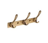 QPKZ Solid Brass Vintage Coat Rack Wall Mount, Heavy Duty Brushed Surface Metal Wall Hooks Hanging Coat Hooks Rail Clothes Towel Racks for Bathroom Entryway Bedroom 3hook