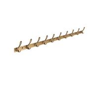 QPKZ Solid Brass Vintage Coat Rack Wall Mount, Heavy Duty Brushed Surface Metal Wall Hooks Hanging Coat Hooks Rail Clothes Towel Racks for Bathroom Entryway Bedroom 10hook