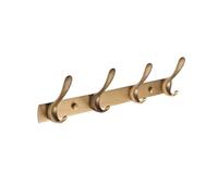 QPKZ Solid Brass Vintage Coat Rack Wall Mount, Heavy Duty Brushed Surface Metal Wall Hooks Hanging Coat Hooks Rail Clothes Towel Racks for Bathroom Entryway Bedroom 4hook