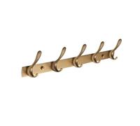 QPKZ Solid Brass Vintage Coat Rack Wall Mount, Heavy Duty Brushed Surface Metal Wall Hooks Hanging Coat Hooks Rail Clothes Towel Racks for Bathroom Entryway Bedroom 5hook