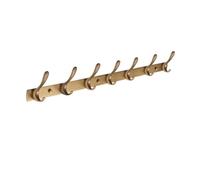 QPKZ Solid Brass Vintage Coat Rack Wall Mount, Heavy Duty Brushed Surface Metal Wall Hooks Hanging Coat Hooks Rail Clothes Towel Racks for Bathroom Entryway Bedroom 7hook