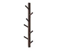 QPKZ Solid Wood Vertical Coat Rack Wall Mount, Walnut Color Wooden Branch Wall Hooks Entryway Hanging Rack Coat Hooks Rail Clothes Towel Racks with Double Hook for Coat, Bag,Hat 6hook