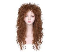 Qplcdg Long Curly Wig,Hard Rocker Wig,Rock Fancy Dress Wig for Men Halloween,Party,Daily Use (E)