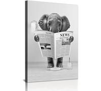 QPLGTU Bathroom Animal Decoration Pictures, Funny Black and White Animal Posters, Printed Canvas Painting on Bathroom Background Wall, Frameless (Style 11.60 x 90 cm)