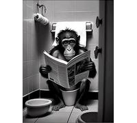 QPLGTU Bathroom Animal Decoration Pictures, Funny Black and White Animal Posters, Printed Canvas Painting on Bathroom Background Wall, Frameless (Style 36.30 x 40 cm)