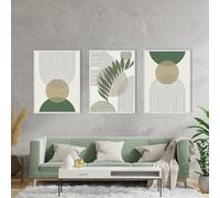 QPLGTU Geometric Abstract Poster Set, Plant Art Decoration Pictures, Printed Posters on The Background Wall of The Living Room and Bedroom, Frameless (Style 10, 50x70cm*3)