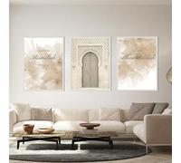 QPLGTU Islamic Decorative Poster, Picture of Background Wall Decoration in the Living Room and Bedroom, Arabic Calligraphy Poster, Frameless (Style 20.40 x 60 cm x 3)