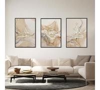 QPLGTU Islamic Poster Set, Marble Canvas Painting, Arabic Art, Living Room, Bedroom, Frameless, 3-Piece, 15.75 x 23.62 inches