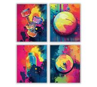 QPOKLAF Colorful Gym Wall Art Canvas Prints Dumbbell Kettlebell Art Posters Exercise Room Wall Decor,Fitness Motivation Workout Art Gifts for Women Exercise Set of 4 (8X 10inch,Unframed)