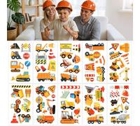 Qpout 10 Sheets Construction Theme Temporary Tattoos,Cars Trucks Tractor Excavator Vehicle Fake Tattoo Stickers for Kids Boys Birthday Party Favors Supplies Decorations
