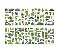 Qpout 10 Sheets Military Themed Temporary Tattoos, Waterproof Army Pattern Tattoo Stickers, Combat Vehicle & Camouflage Body Tattoos for Sports Event Casual Decor