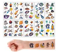 Qpout 10 Sheets Space Temporary Tattoos for Kids,General Space Themed Party Favors Supplies Birthday Decor Gifts for Boys
