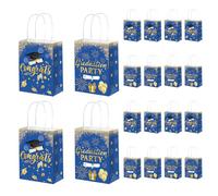 Qpout 12 Pack Graduation Gift Bags 2025, Graduation Goodie Treat Candy Snack Party Favor Bag, Grad Bags Bulk, Small 6.3x3.15x8.27 inch, Blue