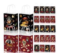Qpout 16 Pack Pirate Gift Bags, Party Favor Bag Small, Goodie Treat Candy Bags, Pirates Booty Snack Bag, Boys Birthday Baby Shower Halloween Goody Bag