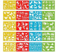 Qpout 20pcs Color Drawing Stencil for Kids,300+ Patterns Animals Letters Unicorn Dinosaur Painting Coloring Template for Baby Shower Birthday Party Toddlers Preschool Painting Tool DIY Creativity Kit