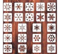 Qpout 22 PCS Large Snowflake Stencils, 7.8x7.8 inch Christmas Snowflake Stencil Template for Painting, Snowflake Stencils for Crafts Reusable, Snowflake Stencil for Painting On Wood Walls Glass Window