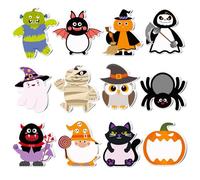 Qpout 24 Pack Halloween Post it Notes, Mini Sticky Notes,Halloween Theme Self Stick Notes for Decor（3x3.14 inch）