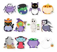 Qpout 24 Pack Halloween Post it Notes, Mini Sticky Notes,Halloween Theme Self Stick Notes for Decor（3x3.14 inch）