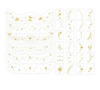 Qpout 30PCS Glitter Freckles Face Tattoo,Gold Sparkle Temporary Tattoos and Gem Stickers Glow Up Makeup Patches for Women Girls Concert Festival Rave Halloween(Style B