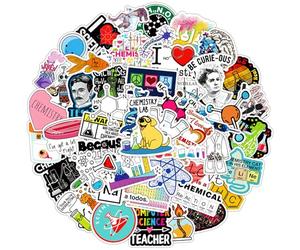 Qpout 50PCS Science Laboratory Stickers No Repeating Physical Chemistry Experiment Sticker Pack Suitable for Teenage Students Teacher Guitar Water Bottle Computer Notebook Desktop Decoration