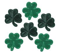 Qpout 6 PCS Clover Patches Iron On Three Leaf Clover Repair Decoractive Patch Dark Green and Light Green Lucky Shamrock Embroidered Patch for Backpack Jackets Jeans Shirt DIY Craft Decor