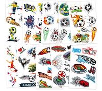 Qpout Football Temporary Tattoos Soccer Ball Tattoos for Kids Boys World Cup Soccer Fake Tattoos Children Birthday Party Bag & Stocking Fillers Kids Games Gift Party Favour Supplies, 10 Sheets