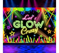Qpout Glow in The Dark Backdrop, Birthday Banner for Neon Decorations Perfect for Photo Booth Supplies Decorations 5.9ft x 4.0ft