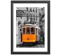 QPQIYIY 50x70cm Black Frame, Engineered Wood and Plexiglass, Picture Frames 50cmx70cm with Mount for A2 Prints, Photos, and Posters, Wall Mountable, Poster Frames 50 x 70cm