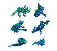 QPQPTT 6 PCS 3D Printed Animals, Mini 3D Printed Animal Collection for Home and Office Decoration, Unique Gift for Art Collectors and Young Adults (Laser Green)