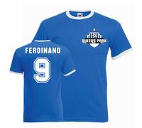 QPR FC Men's Les Ferdinand Ringer Tee in Blue | Size: Medium QPR FC Blue M