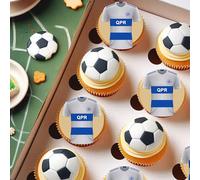 QPR Football Team Colours Personalised Edible Cake Topper Matching Cupcake Toppers Printed on Icing Sheets, Round, Square, Costco, Cupcake Toppers - Happy Birthday (4. Shirt Cupcake Toppers)